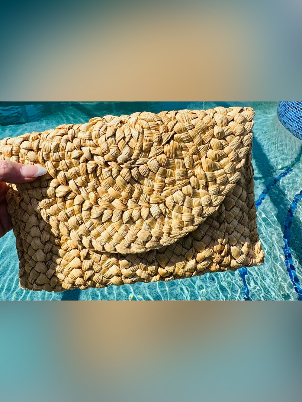 Handwoven Straw Clutch - Natural Straw